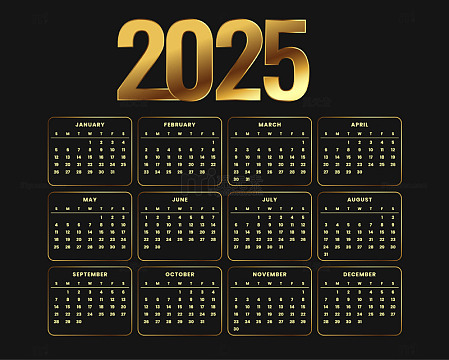 2025年金色月份日历