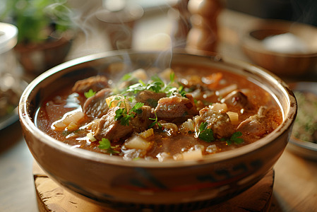 热气腾腾的萝卜炖肉