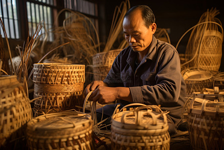 编竹篮的手艺人