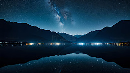 江边夜晚极光