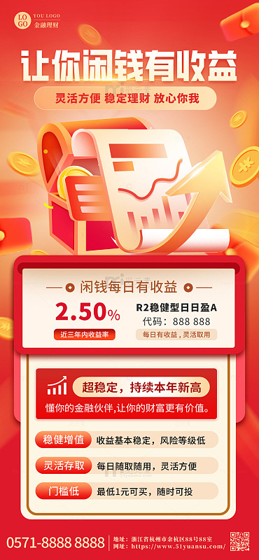 大气金融理财宣传营销手机海报