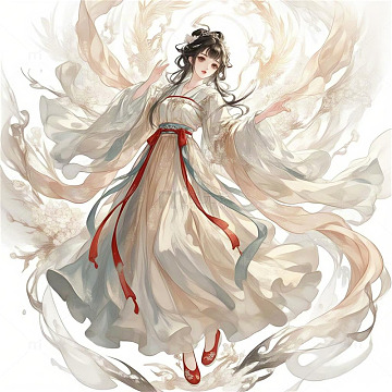 古风国潮白衣襦裙美女图