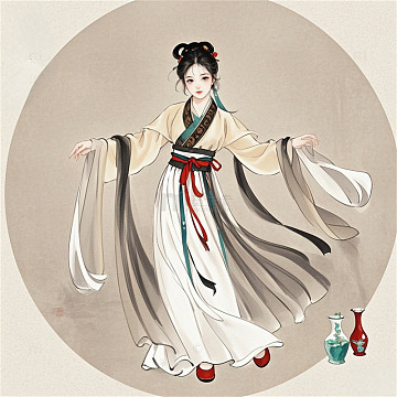 国风水墨画美女图