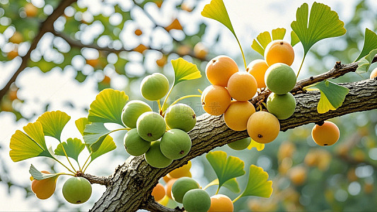 秋天的果实银杏