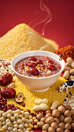 微缩景观风格腊八节背景图