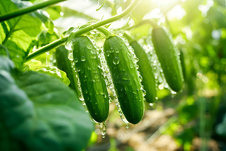 沾满水珠的新鲜蔬菜