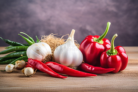 辣椒大蒜静物摄影