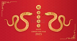 金蛇环福2025年春节贺卡