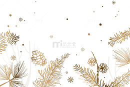 金色草叶雪花装饰插画