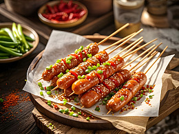 烧烤美食烤肠撸串摄影图