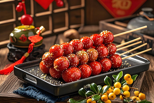 春节小吃冰糖葫芦摄影图