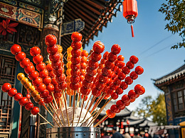 春节庙会小吃糖葫芦摄影图