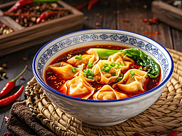 红油抄手馄饨美食摄影图