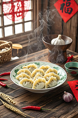 中华美食之热腾腾的饺子摄影图
