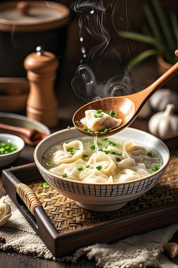 清汤馄饨美食摄影图