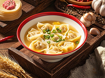 鸡汤云吞抄手摄影图