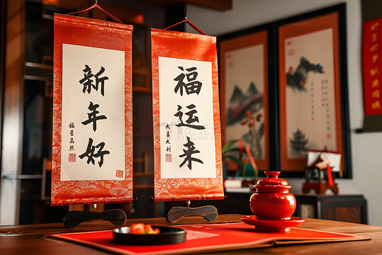 新年放在桌面的对联