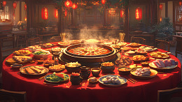 火锅围炉年夜饭温馨团圆佳节