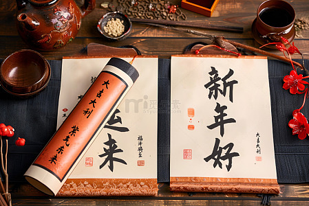 新年放在桌上的对联