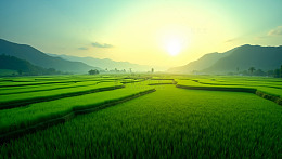 早晨的阳光照在田野里
