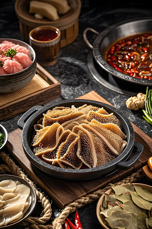 火锅食材之毛肚摄影图