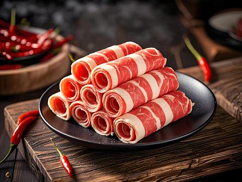 火锅食材之肥牛卷摄影图