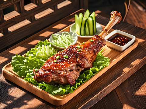 烤羊腿美食静物摄影图