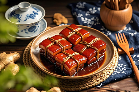 鲜嫩多汁的东坡肉摄影图