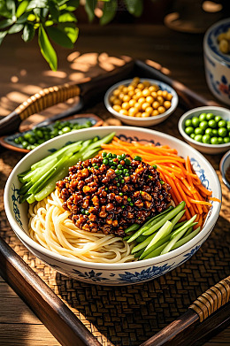 北京炸酱面面食美食摄影图