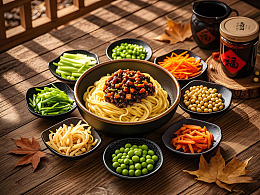 炸酱面面码美食摄影图