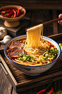 一碗兰州拉面美食摄影图