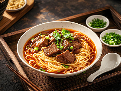 红烧牛肉面美食摄影图