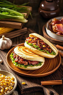 陕西美食肉夹馍美食摄影图
