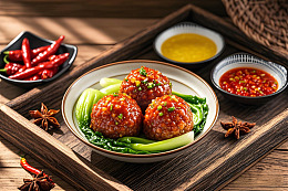四喜丸子中式美食摄影图