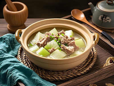 冬瓜炖排骨美食摄影图