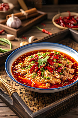 一碗水煮肉美食摄影图
