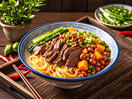 中式美食牛肉拌粉摄影图