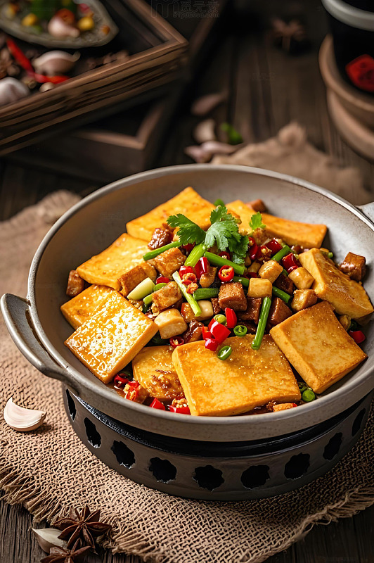 干锅千页豆腐美食摄影图