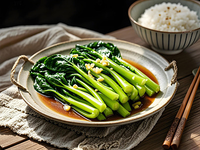 清炒菜心爽口青菜摄影图