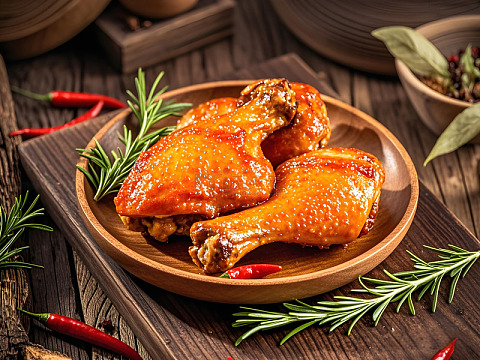 奥尔良烤鸡腿美食摄影图