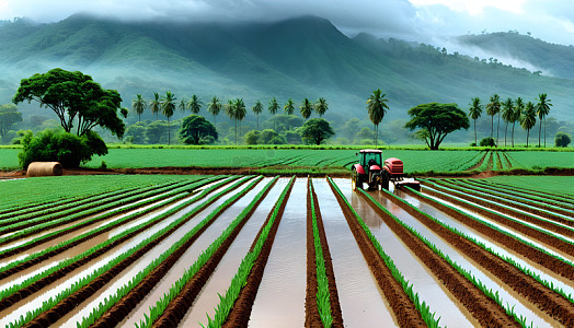 整齐的灌溉作业