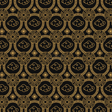 的金色云朵与螺旋几何