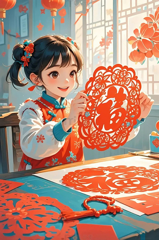 春节卡通窗花剪纸