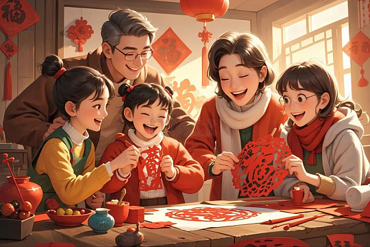 春节剪纸窗花喜庆