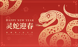 中式国潮红色简约蛇年生肖图案背景