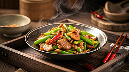 香辣小炒肉配红绿辣椒的浓郁风味