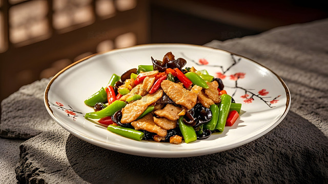 家庭烹饪的小炒肉搭配辣椒的经典风味