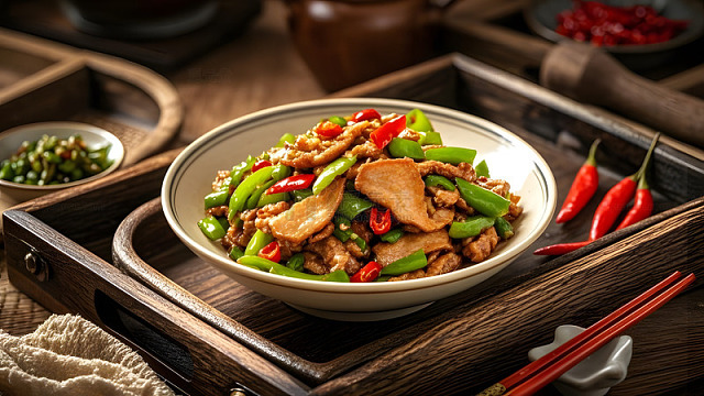 经典家常小炒肉配青红椒的鲜香美味