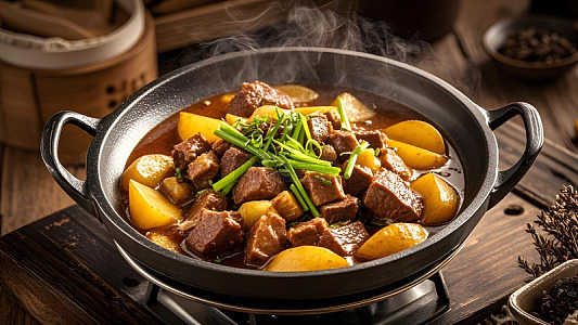 传统土豆炖牛腩的中式经典料理