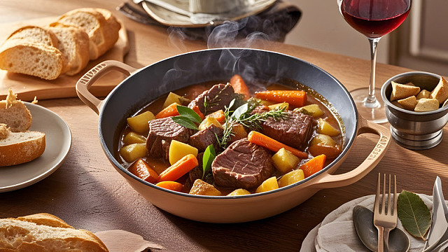 浓郁汤汁土豆炖牛腩的经典炖菜美味